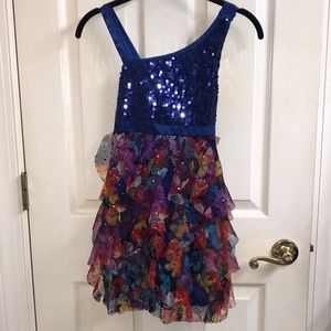 One shoulder, sequin top floral bottom